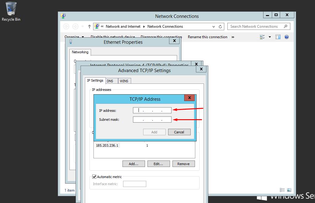 Now you add additional IP-address to your Windows server