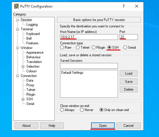 SSH connection from a Windows 
