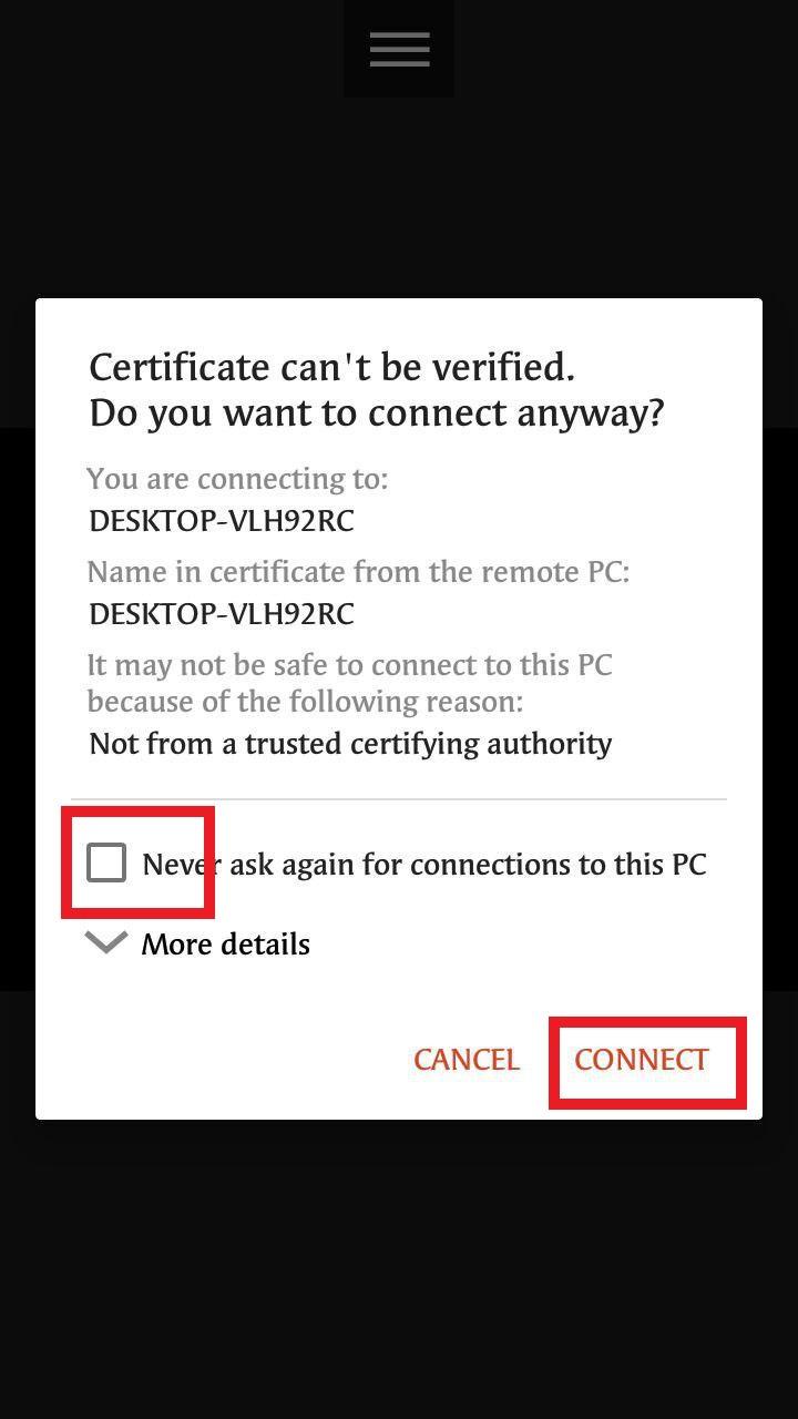 On the last step you need to accept certificate