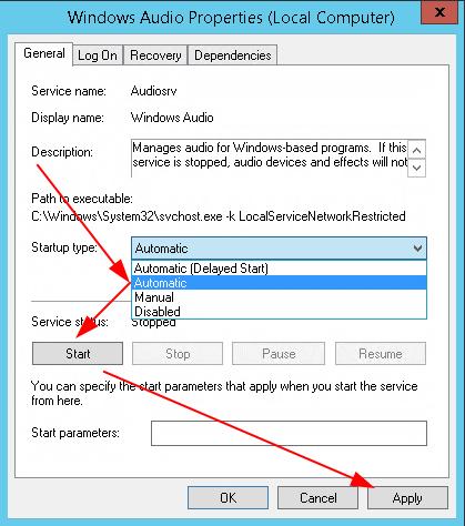How to turn on the sound on VPS with Window Server 2012