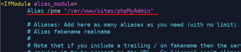 phpMyAdmin: Create an alias