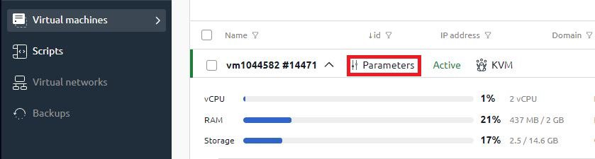 VMmanager parameters
