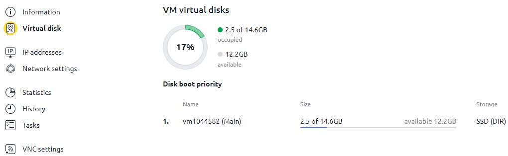 Virtual disks in VMmanager