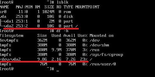 Changing the disk partition size