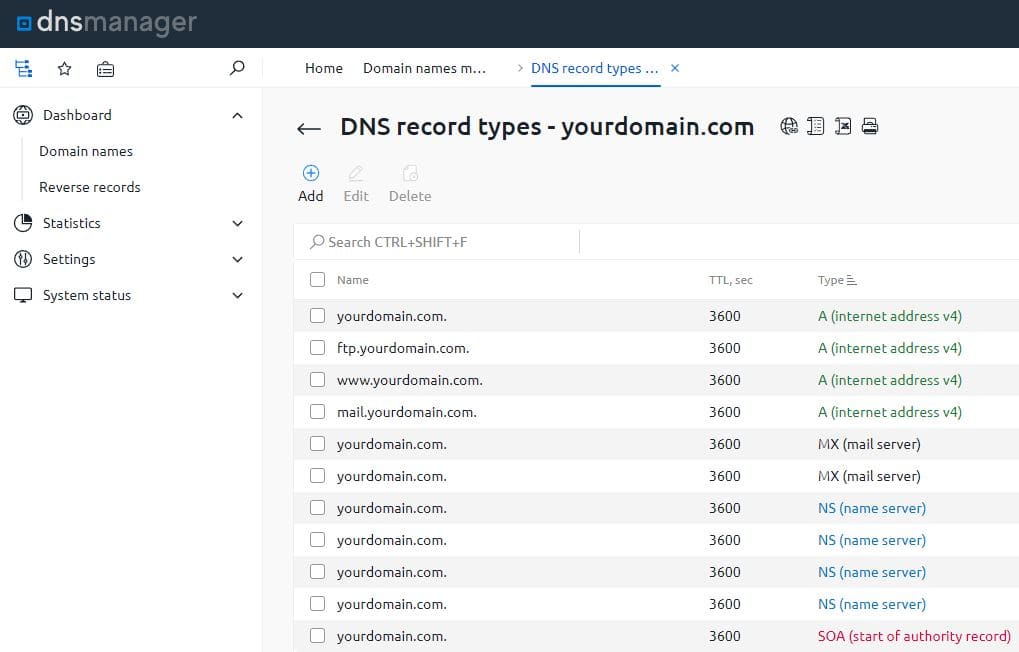 Domain DNS Records Management