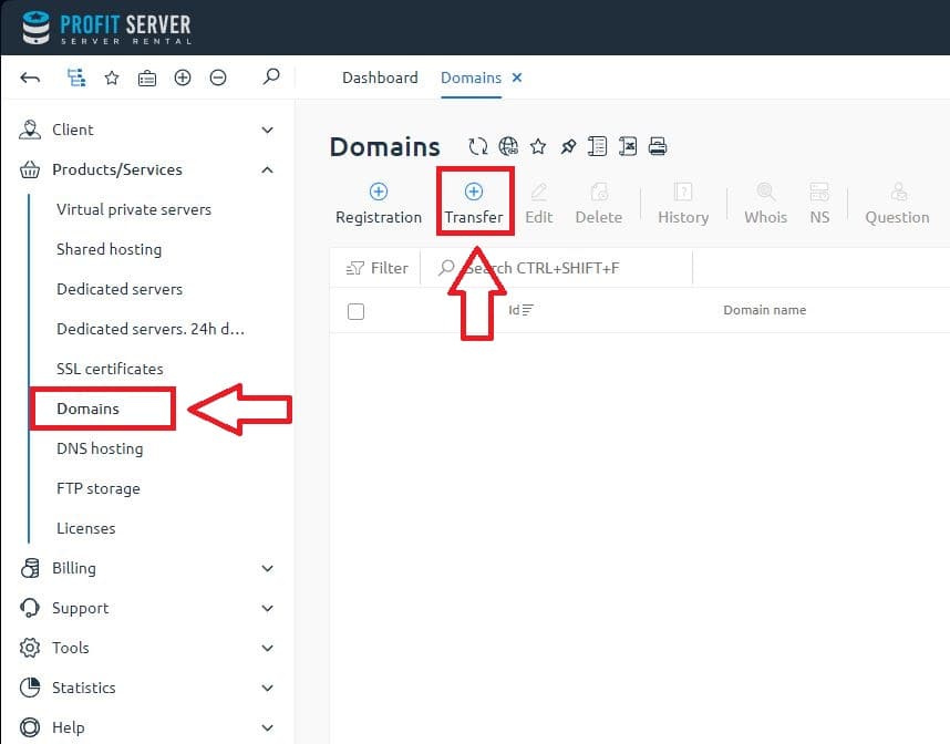 Transferring a domain from another registrar