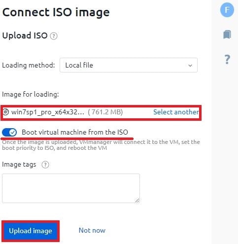 Selecting an ISO image for download