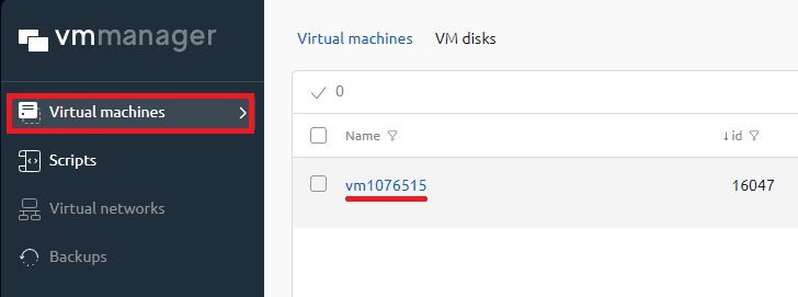 Selecting a virtual machine to change the Windows account password