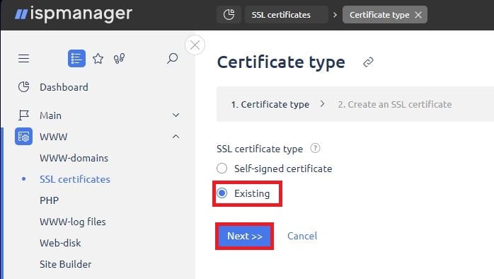 Choosing the type of SSL certificate