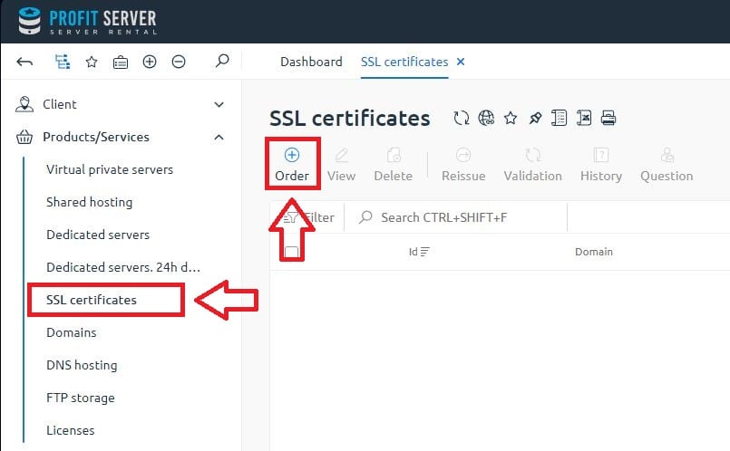 Ordering an SSL certificate