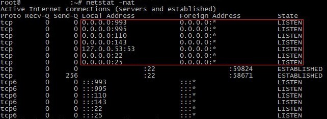 Checking the mail server ports