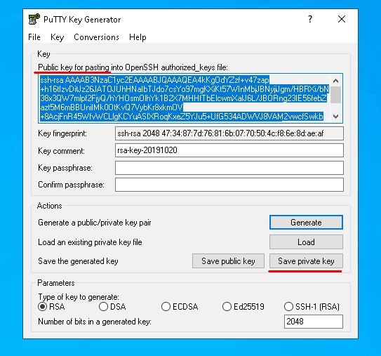 Генерация приватного ключа для SSH соединения под Windows