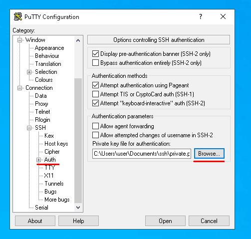 First SSH connection with a private key