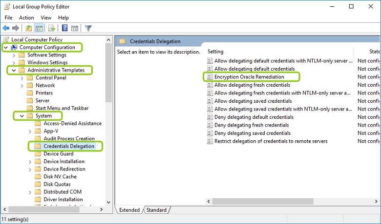 Computer Configuration -> Administrative Templates -> System -> Credentials Delegation