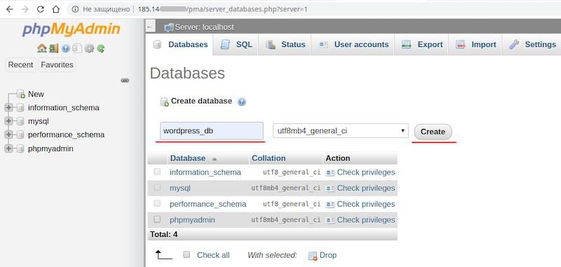 Add user account in database for WordPress