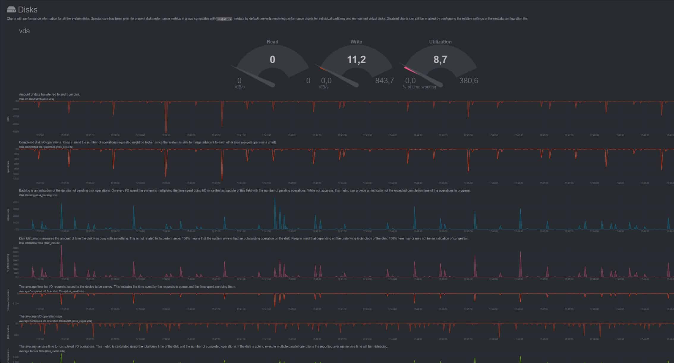 Detailed view of disks in NetData