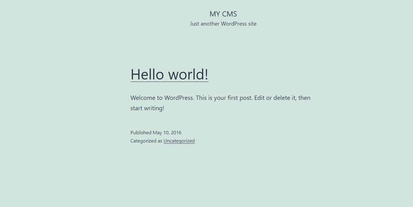 Опубликованный сайт WordPress