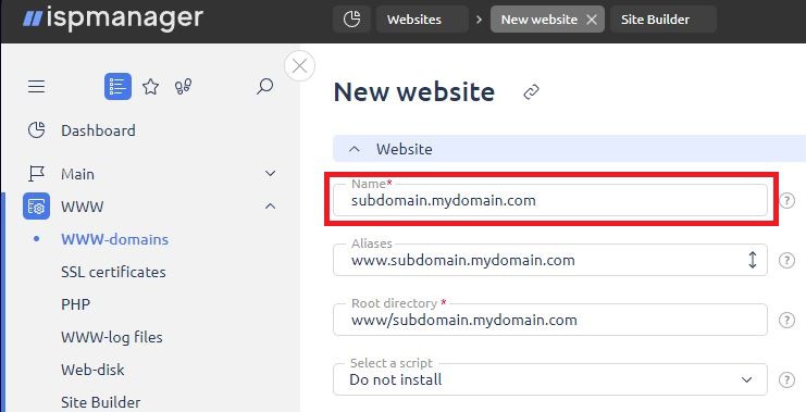 How to create subdomain