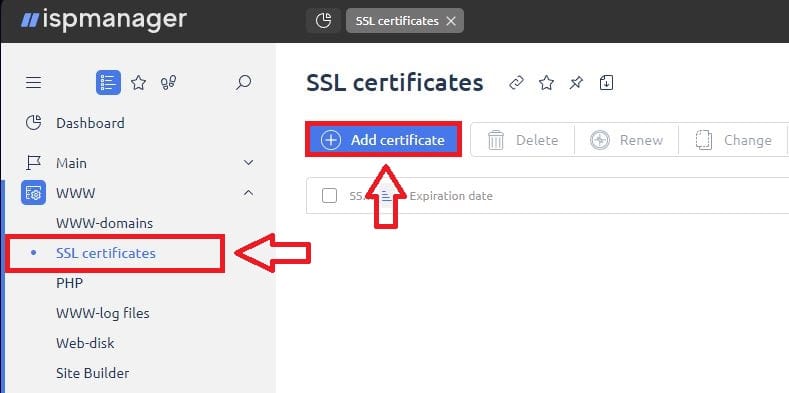 Adding an SSL certificate