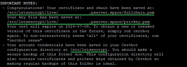 Data of the Obtained SSL Certificate