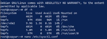 Opening /etc/sysctl.conf in nano on the server. 