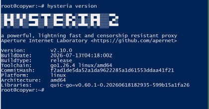 Hysteria version output. 