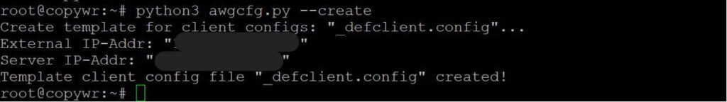 Awgcfg.py --create writing _defclient.config, the template new client configs will be generated from.