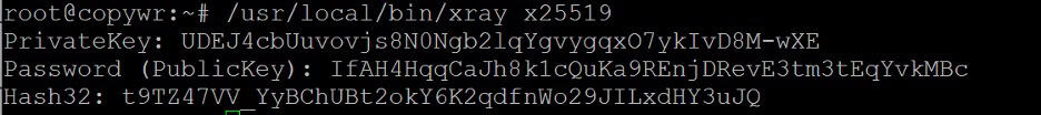 Generating Reality X25519 key pair — PrivateKey, Password, and Hash32.