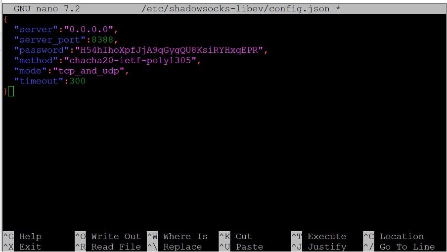 Misali tsarin shadowsocks-libev.