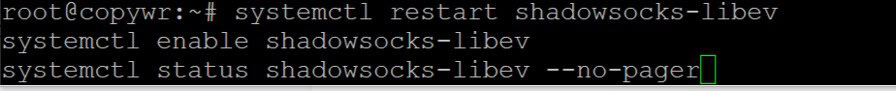 Umarni da ake amfani da su don sake farawa, kunna, da kuma duba sabis ɗin shadowsocks-libev.